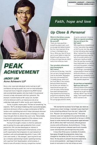 Acme Achievers Founder Jacky Lim Featured in Promising SME500 magazine
